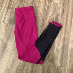 Yogalicious Pink & Black Leggings w/ Mesh Detail